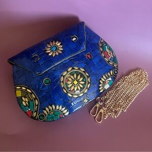 Ramla Bag - BLUE & BRASS Mosaic Tiles